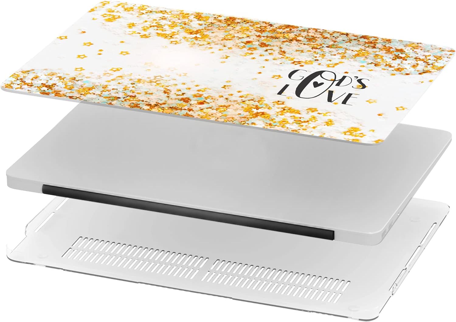 Mertak Hard Case Compatible with MacBook Pro 16 14 Air 15 13 inch M3 M2 M1 Mac 2024 2023 2022 2018 God's Love Confetti Stars Religious Christian Cute Biblical Touch Bar Laptop Plastic Clear
