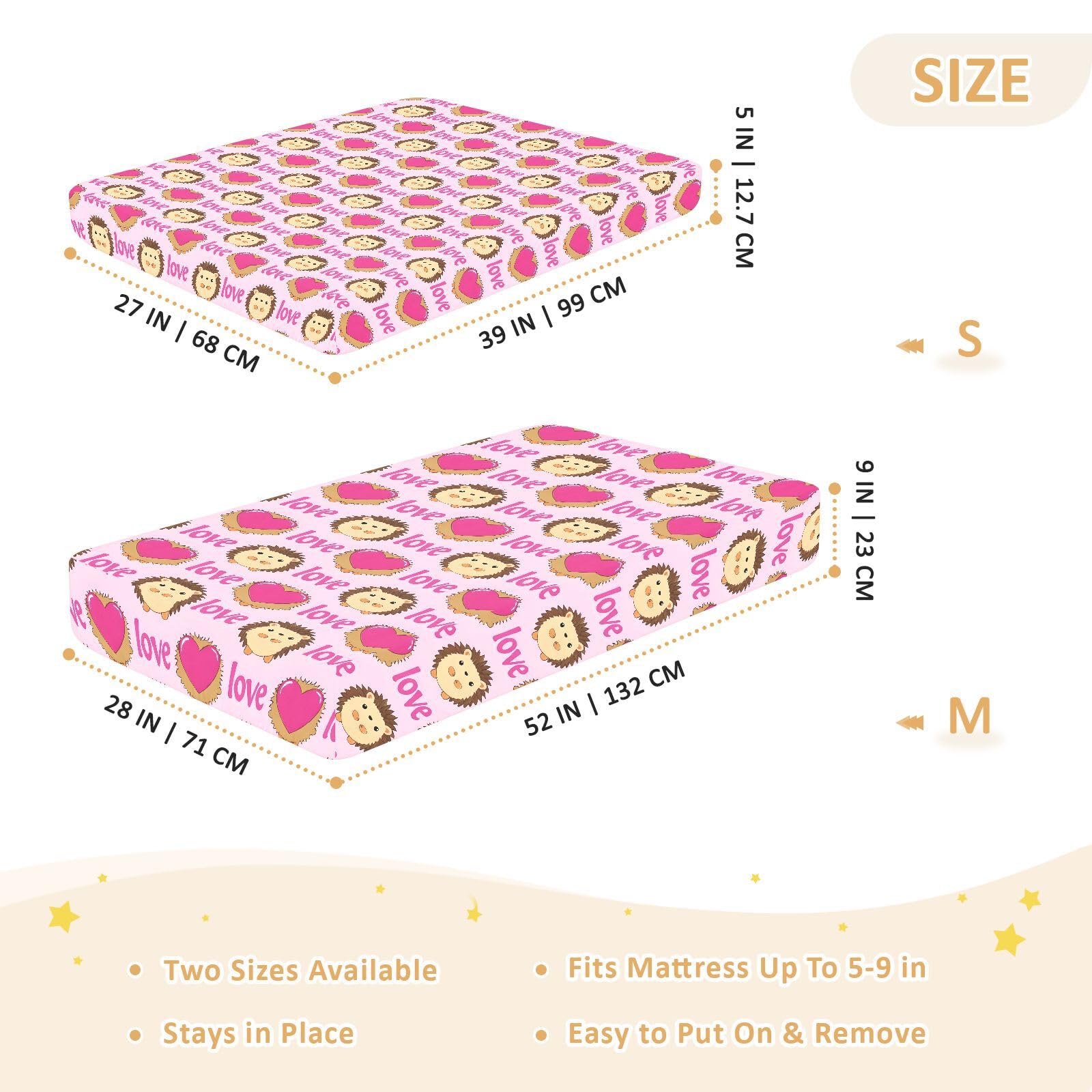 Babybettlaken mit niedlichem Igel-Motiv, für Jungen und Mädchen, weiches Spannbetttuch, Standard-Matratze, 71,1 x 132,1 cm