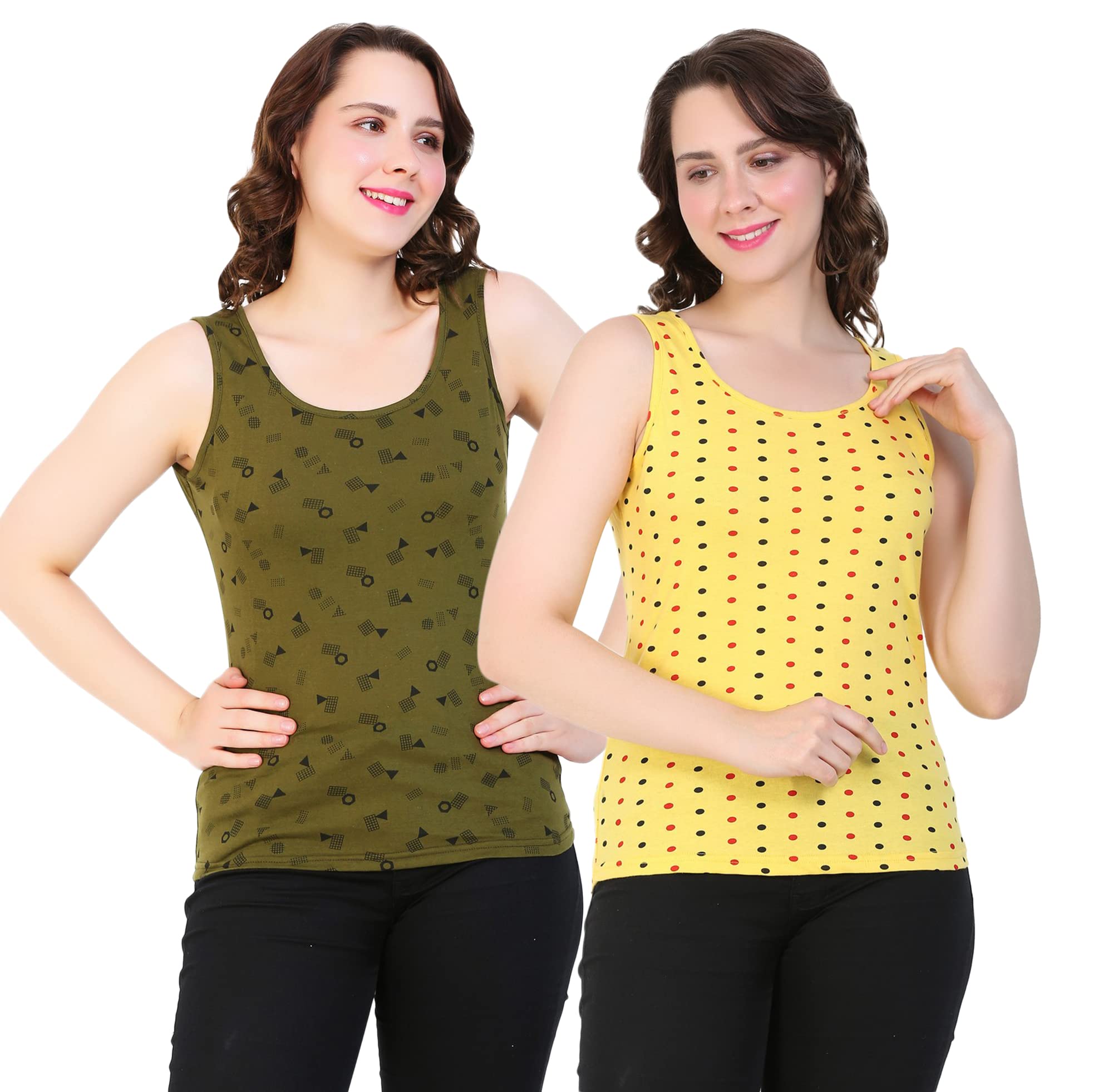 ayvina Women Printed Tank Top – Cotton Sleeveless Stylish Casual Wear Printed Tank Tops for Women Girls Ladies – Soft Comfortable Gym Yoga Workout Summer Tops-PACK OF 2-picture-17