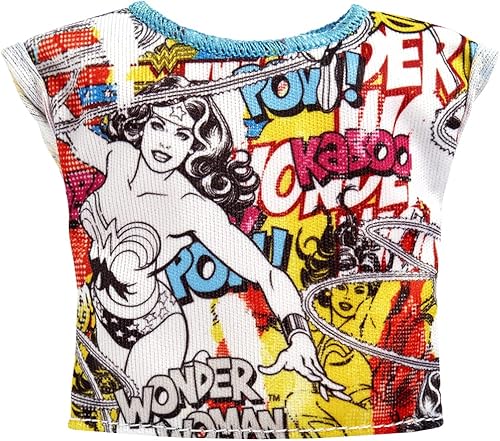 Barbie Ropa Wonder Woman Personaje Top Muñecas, Camiseta gráfica colorida, Regalo para niños de 3 a 8 años