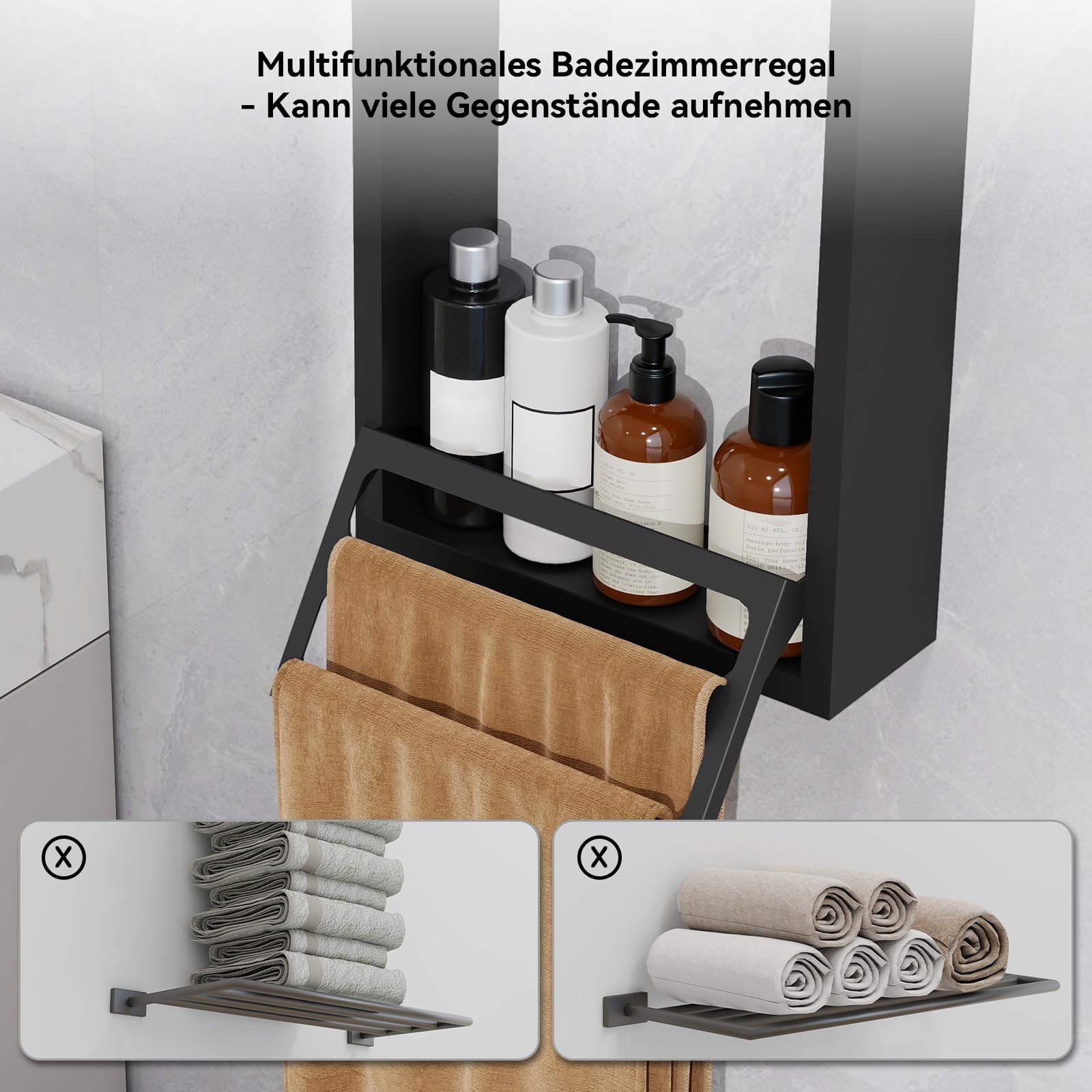ZealWe Badmöbel Set (Waschbecken mit Unterschrank Spiegel Handtuchhalter), Badzimmermöbel Badzimmerschrank Waschbeckenunterschrank 71cm mit Waschtish, 3-stufiges Badezimmerregal, Wasserhahn Set, Blau