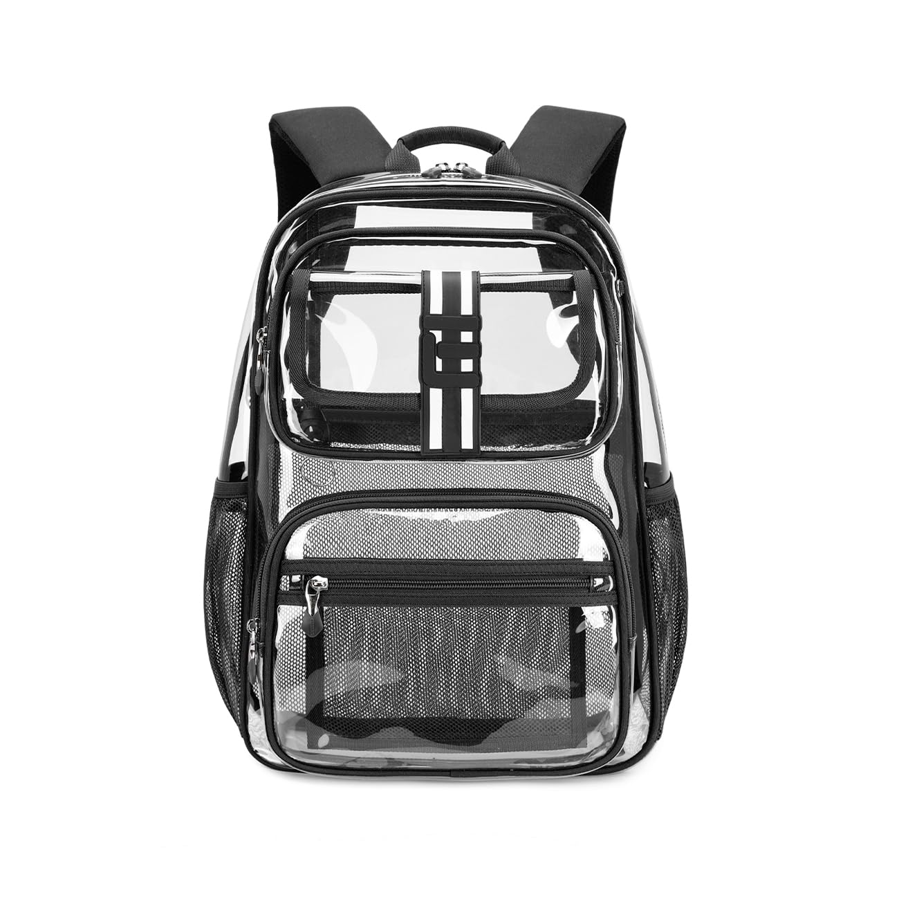 Cusangel Clear Large Backpack for kids,16in Heavy Duty Clear BookBag,TPU Large Capacity Black See Through Backpack for Stadiums,Concerts,Plastic transparente para mujer for 8Age+