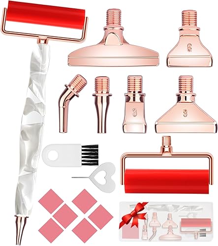 Miniatura 5 de Bolígrafos de pintura de diamante de resina con 6 exquisitas puntas de metal de oro rosa, accesorios de pintura de diamante 5D con caja