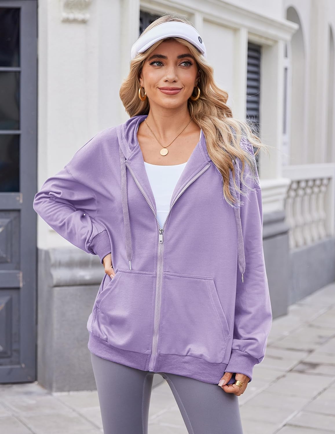 Zeagoo Women's Lightweight Hoodies Full Zip Up Oversized Sweatshirts with Pockets Long Sleeve Thin Casual Hooded Jackets - Image 3
