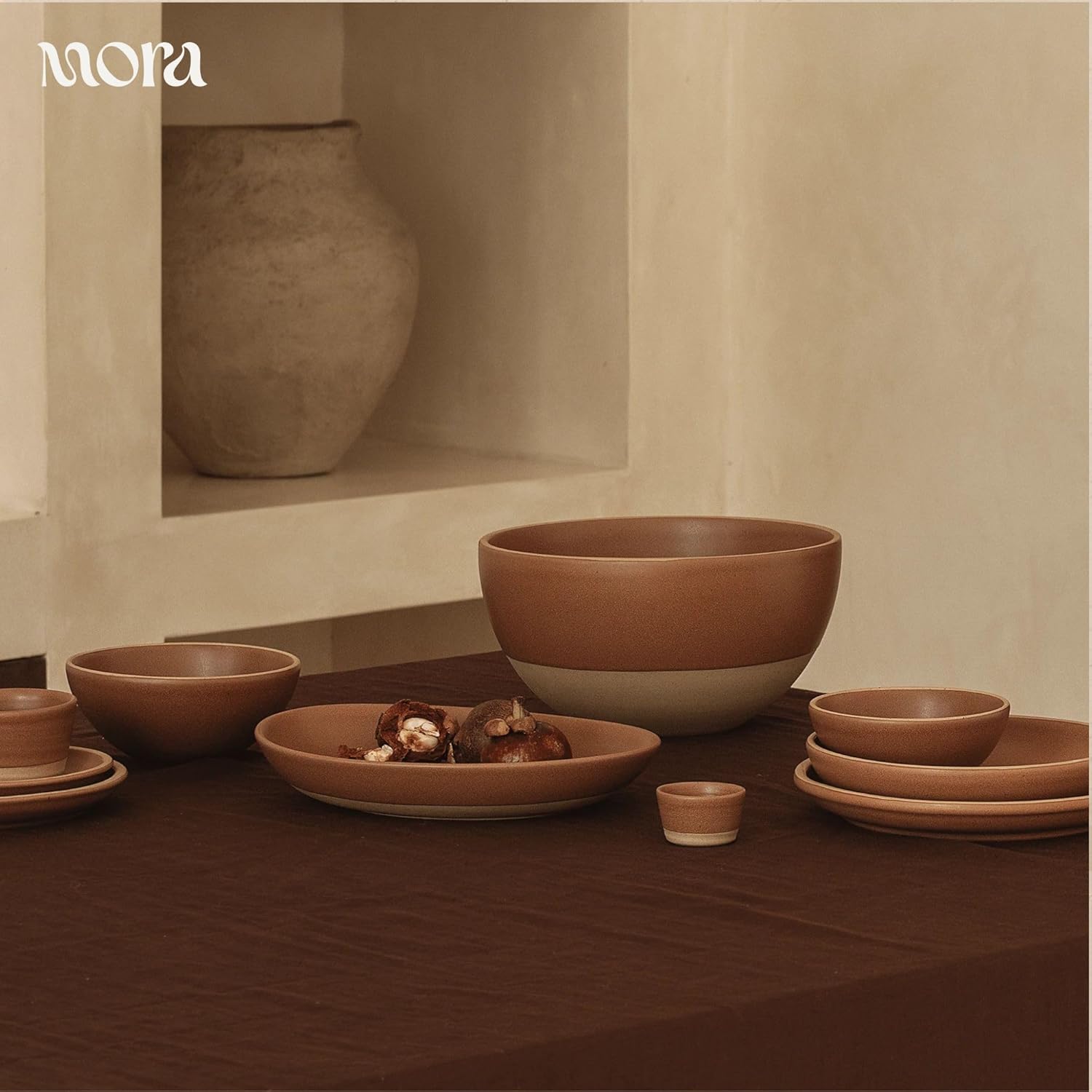 Mora Micro Ramekins Set of 4, 6oz Ceramic Pottery Baking Dishes - Microwave, Oven and Dishwasher Safe - Terracotta