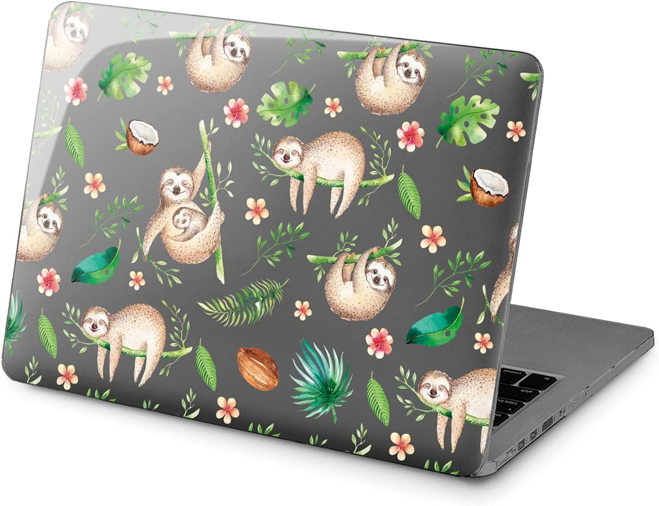 Hard Case Compatible for MacBook Pro 16 14 M3 M2 2023 M1 Pro 13 2022 Air 13 2021 Retina 2020 Mac 11 12 Funny Flowers Leaves Coconut Protective Sloth Print Cute Cover Design Laptop Tropical