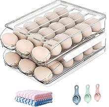 Egg Holder for Refrigerator, 36 Egg Storage-Automatic Rolling Egg Container for Refrigerator, Clear Plastic Egg Storage Container Bin, Egg Tray for Refrigerator Large Capacity(2 Layer)