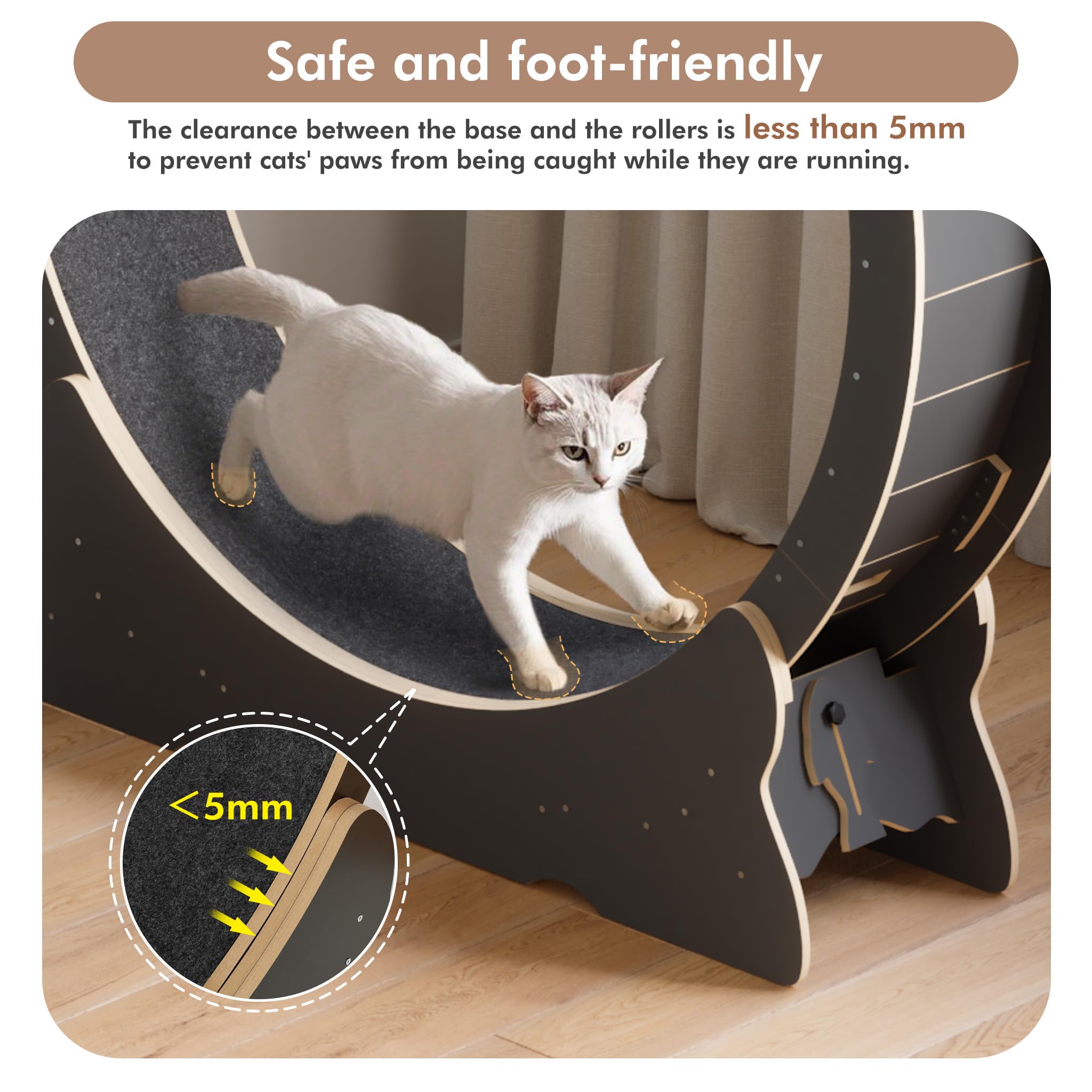 Kattenwiel, Kattenwieltrainer Voor Binnenkatten, Groot Kat Loopband Met Vervangbaar Tapijt Landingsbaan en Borgpen, Kat Loopwiel Voor Katten Van Alle Maten Gedeeltelijk Gemonteerd,M