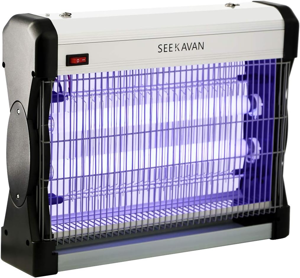 Seekavan Insect, Bug Electric 20W UV Light Upgrated Metal Shell Wasp Killer,Fly Zapper for Indoor,Outdoor(UK Plug), Silver, 6