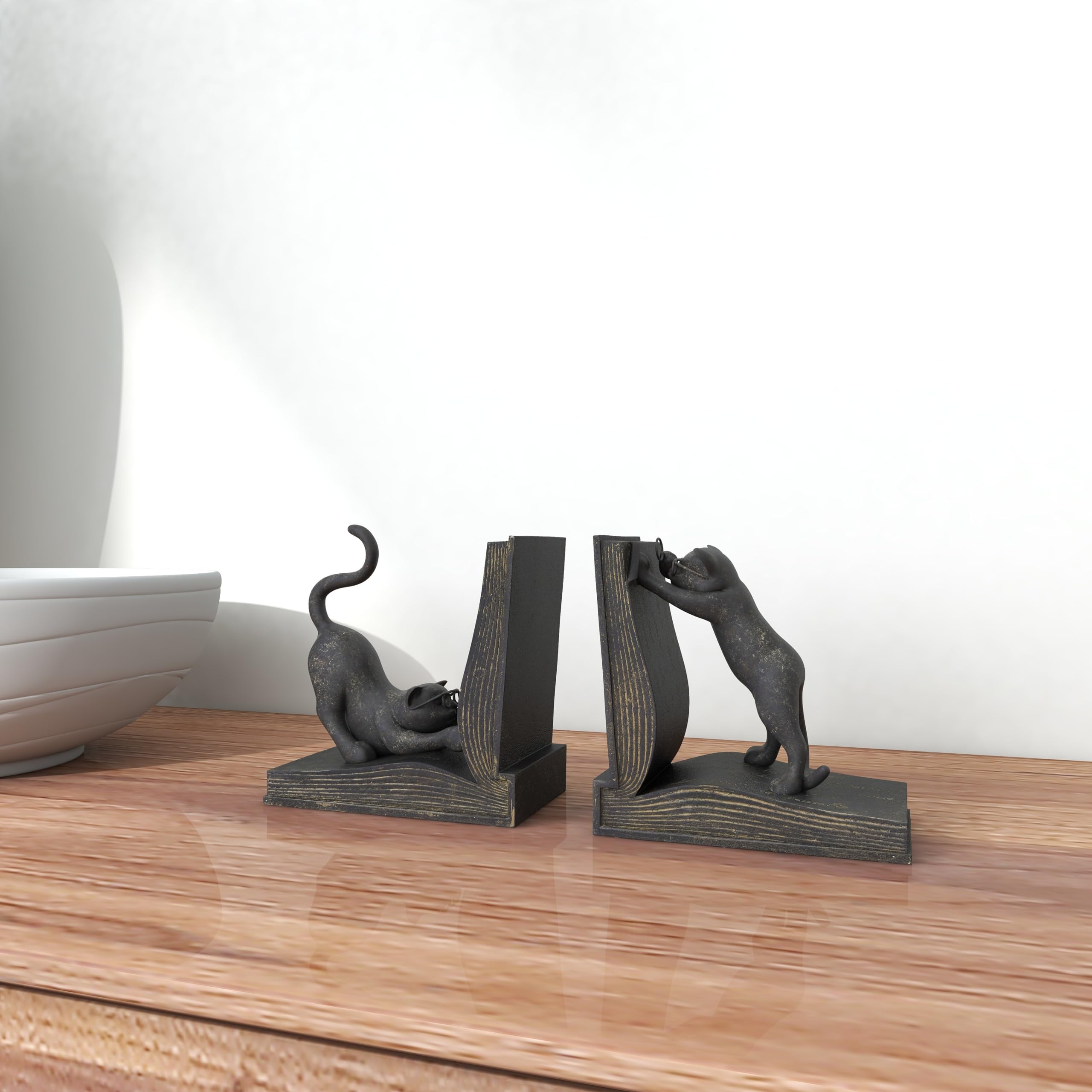 Deco 79 Gato de Polystone sujetalibros Par para Libros Lovers- (44690)