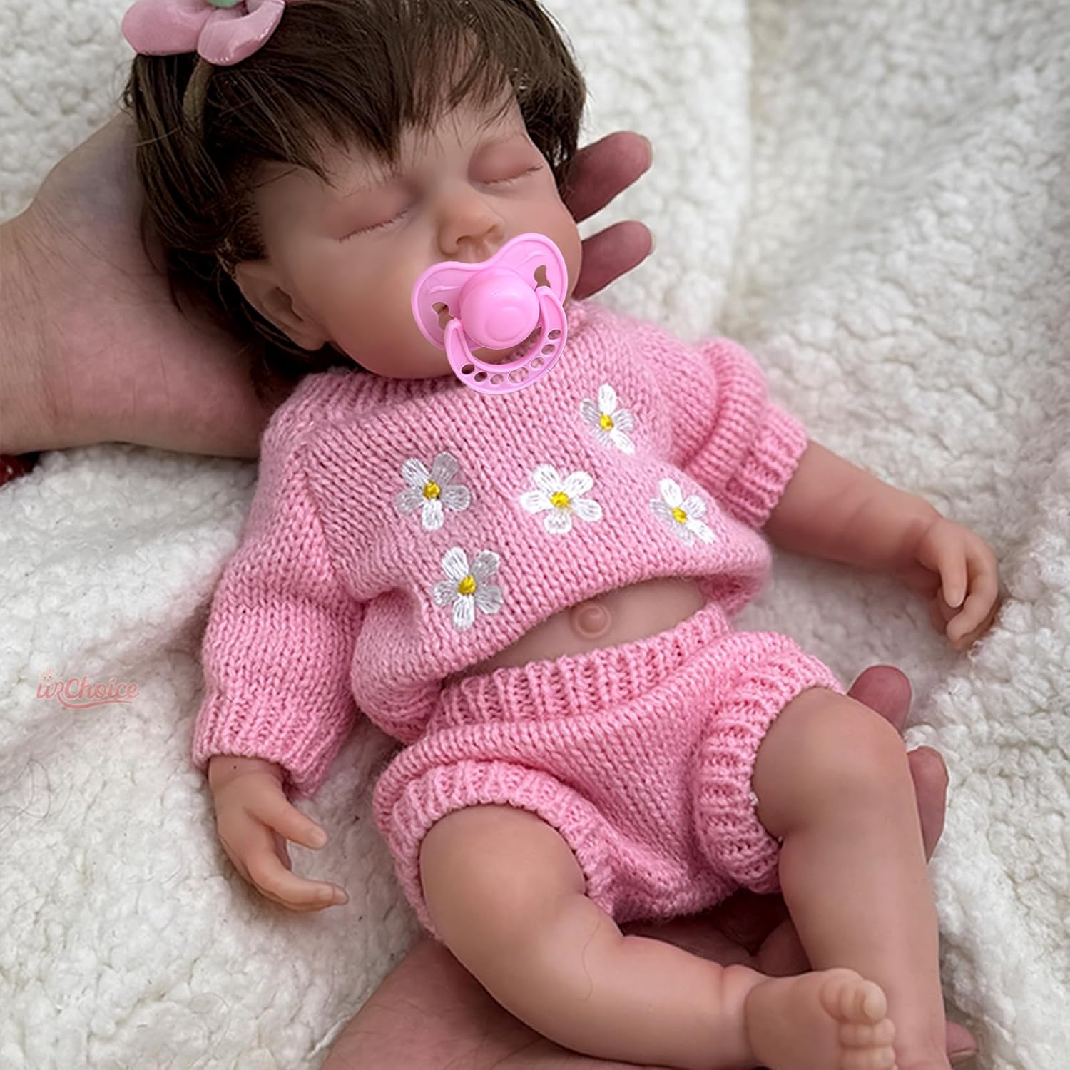 Open Mouth Reborn Baby Dolls 12 Inch Silicone Baby Girl with Hair, Lifelike Newborn Baby Doll That Look Real Sleeping Babies for Kids