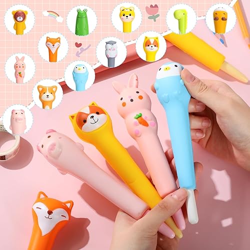 Miniatura 5 de Juego de 24 juegos de artículos de papelería de animales con notas adhesivas de animales, páginas de notas autoadhesivas de dibujos animados,