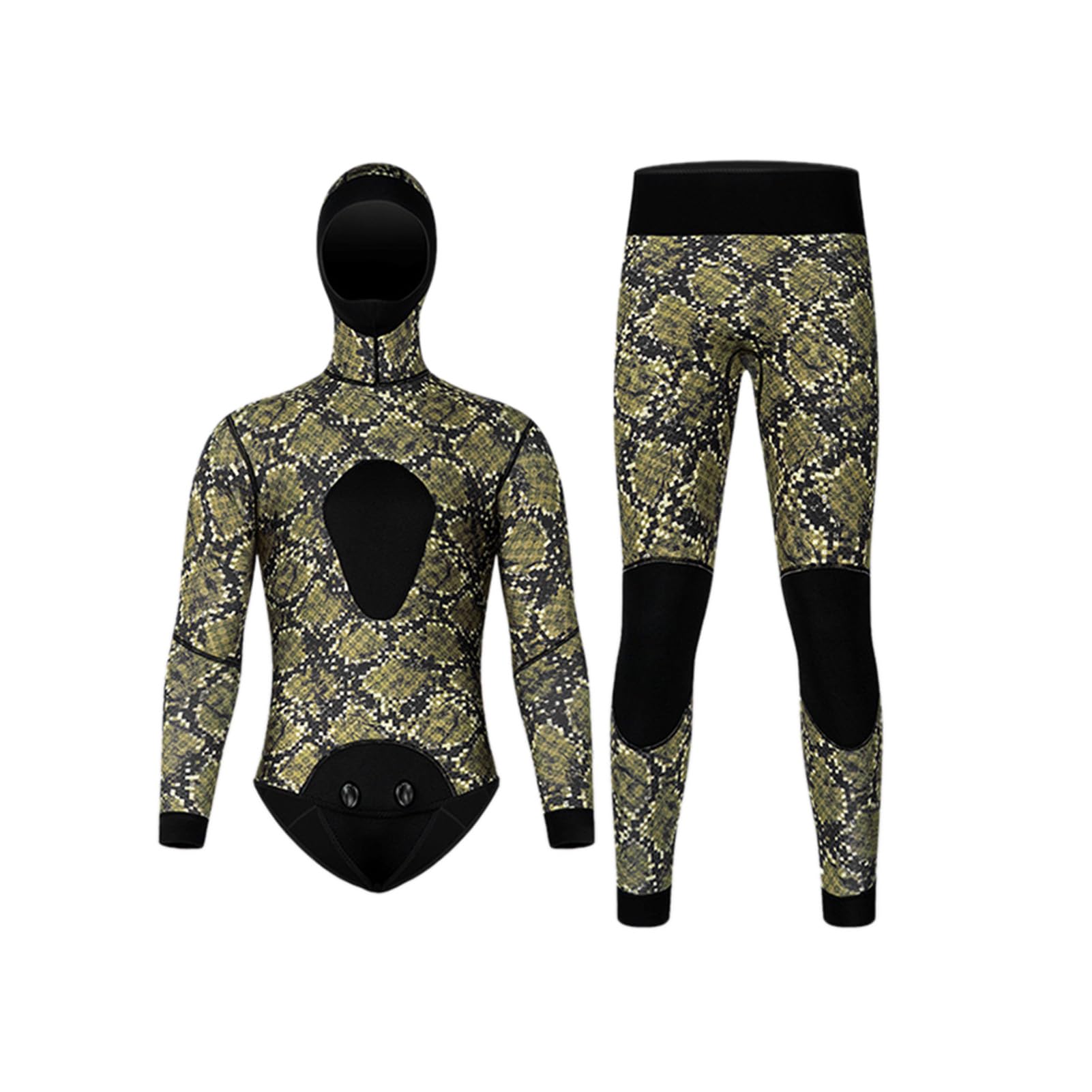 Sunydog 3mm Diving Suit Hooded Thick Wetsuit For Surfing and Spearfishing Autumn Winter, Neoprene Rubber Material, Long-Sleeve Set (L)