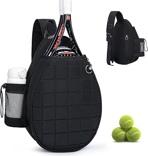 Bolsa de tenis, mochila de tenis acolchada con capacidad para 2 raquetas, bolsas de pickleball impermeables con bandolera para mujeres, hombres y