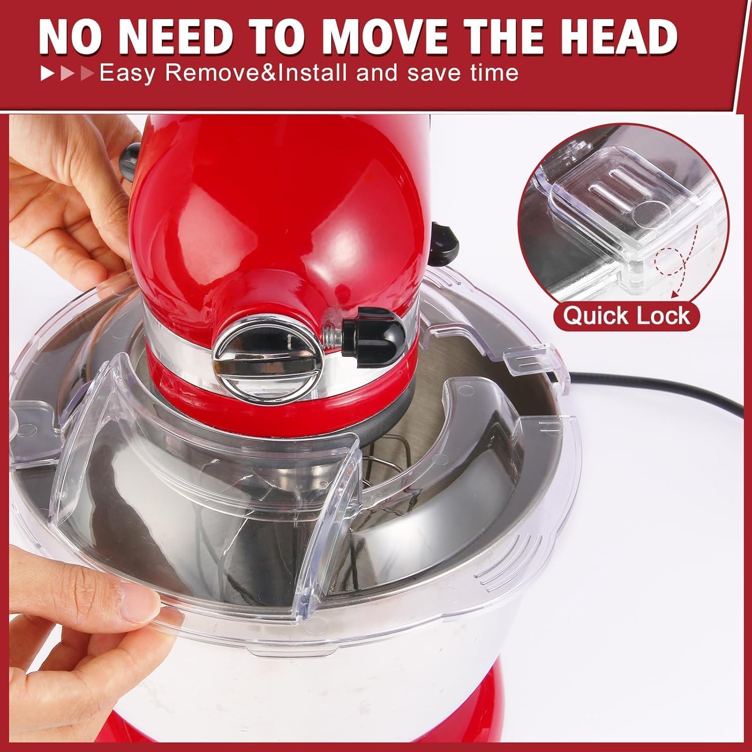 Pouring Shield for Kitchen Aid 4.5-5 Quart Stainless Steel Bowls, Fully Enclosed Foldable Lid Mixer Bowl Cover, Dishwasher Safe (Clear)