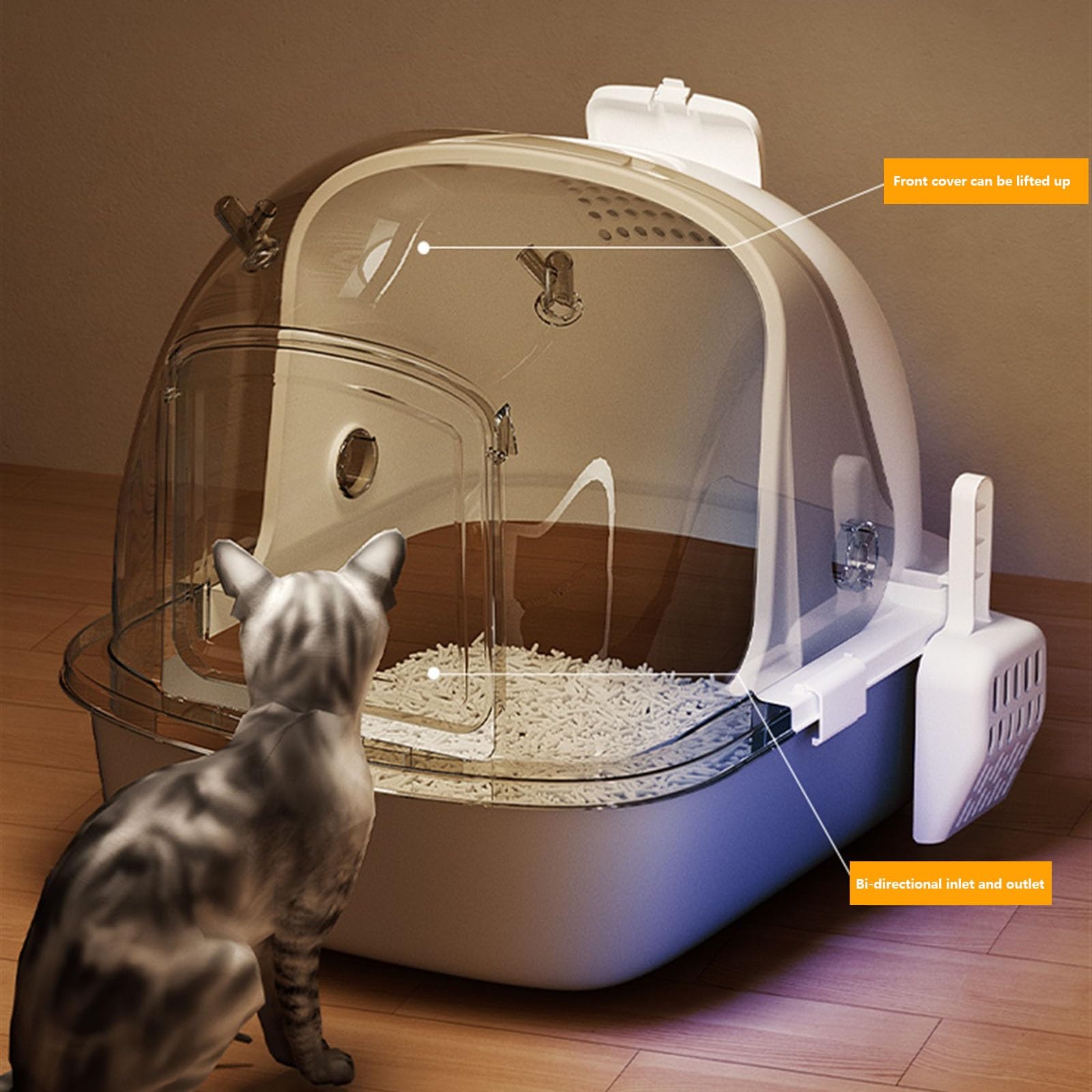 Amazon | 猫用トイレボックス 大型猫用トイレ、玄関フラップとスクープ