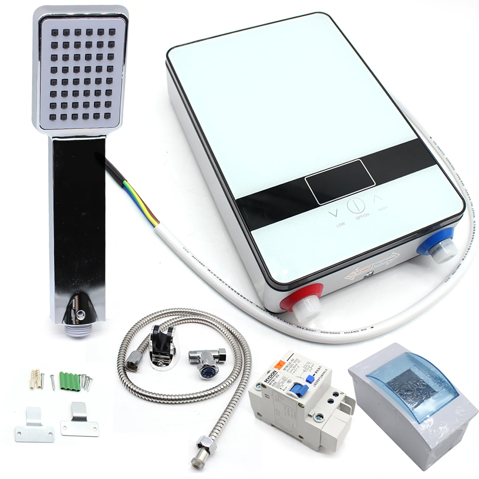 Durchlauferhitzer Küche 6500W Elektrisch Warmwasser Durchlauferhitzer 220V Digital Dusche Set Mit Bad Dusche Kit 30-55 ℃, Sofortige Aufheizung, Tanklose, Konstante Temperaturregelung Durchlauferhitzer Waschbecken