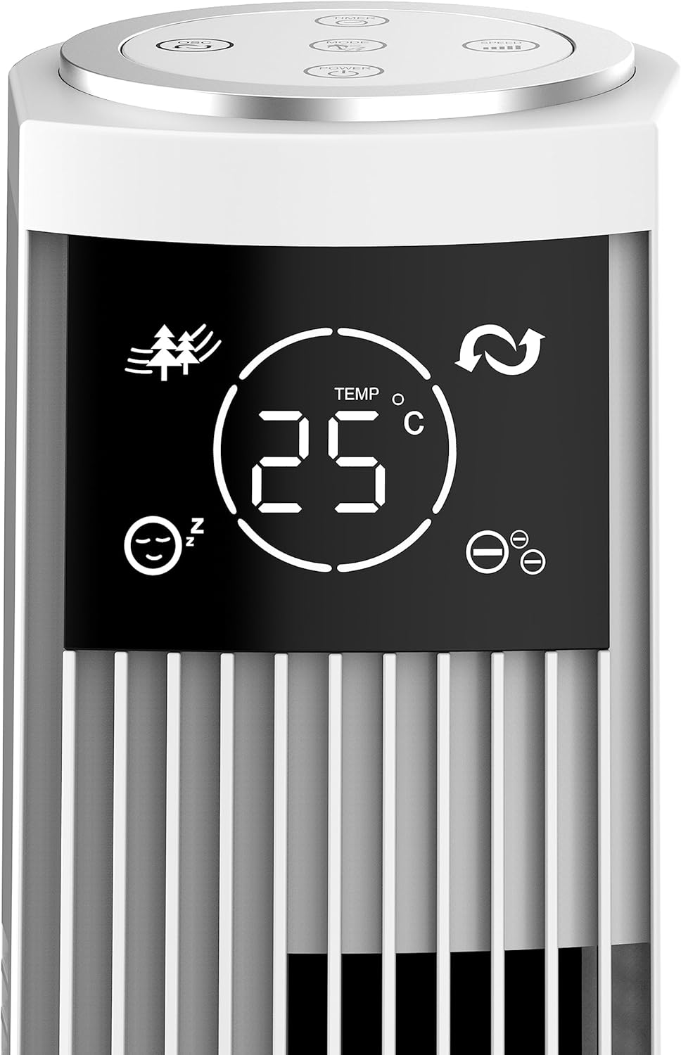 Close-up of Be Cool Tower Fan LED display