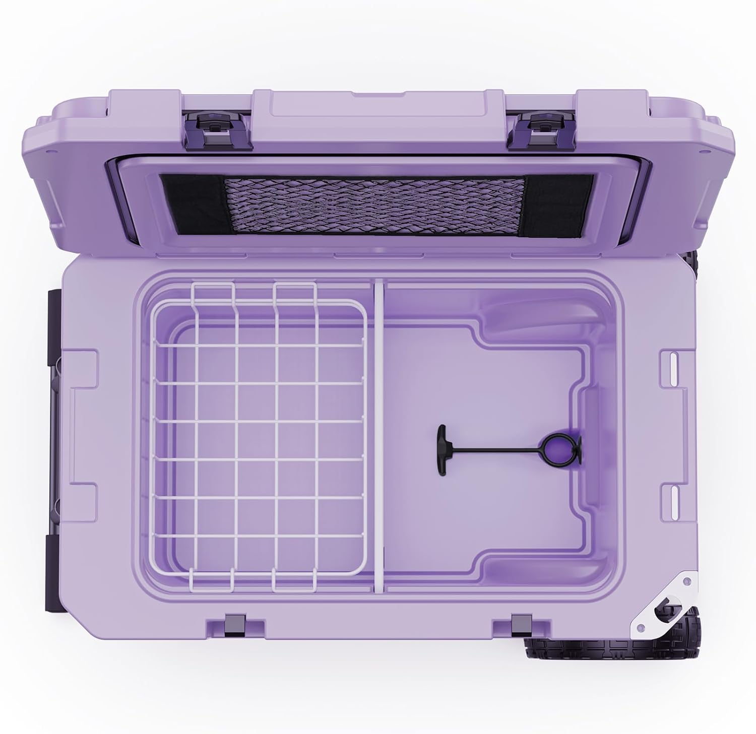 55 Quart Cooler with Wheels, Ice Chests Portable Camping Cooler Holds Ice up to 6 Days, Leak-Proof Outdoor Insulated Cooler with Handle, Cup Holders, Hard Cooler for Camping, Beach, Boat