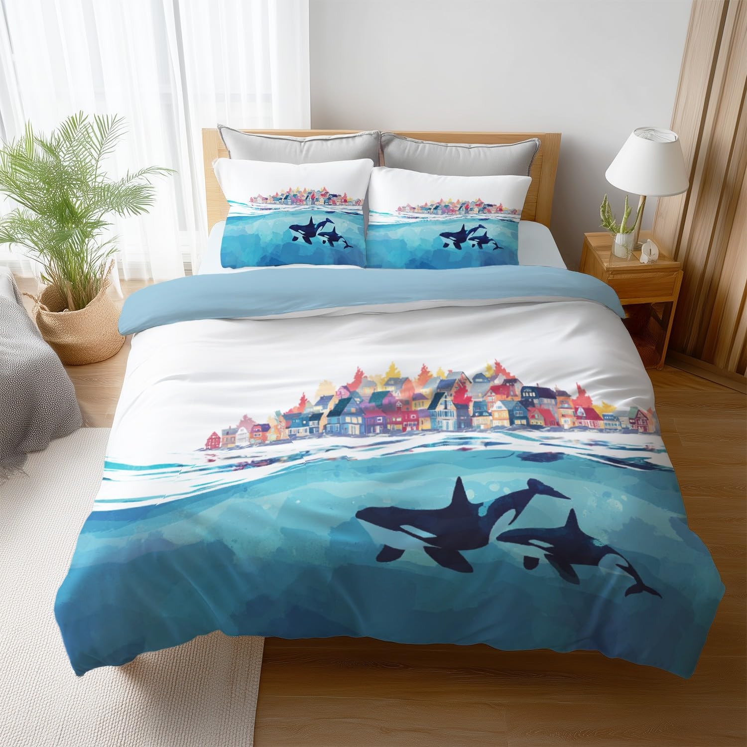 Housse de couette 160 x 200 orque bleue pour transformer votre chambre en un espace de détente