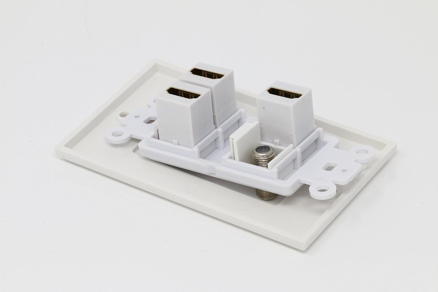 RiteAV - 3 x HDMI and 1 x Coax Cable TV F Type Port Wall Plate Decorative - White