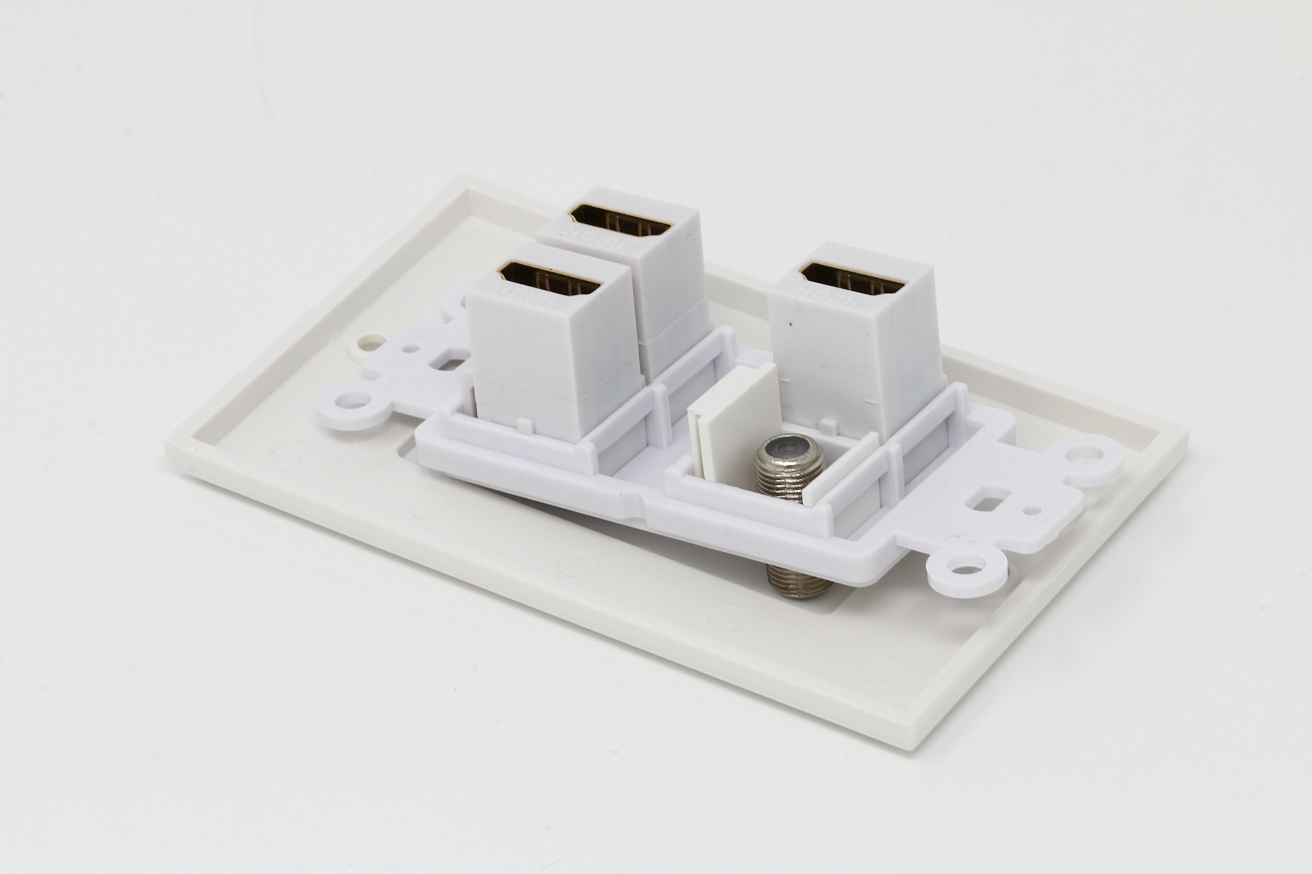 3 X RCA - 2 X HDMI And 1 X Coax Cable TV Port Wall Plate - Gr - View #2