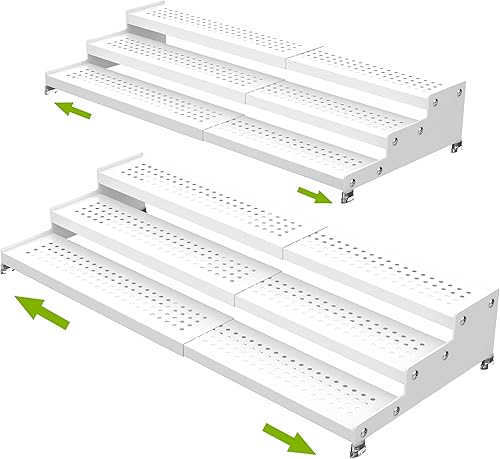Miniatura 7 de Organizador de especias de metal para gabinete, estante de almacenamiento de especias expandible de 3 niveles, ideal para gabinete de cocina,