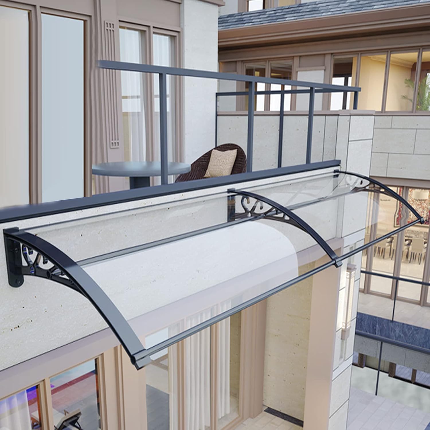 Porch Canopy Outdoor Awning Patio awnings Curved Window Door Canopy Extension