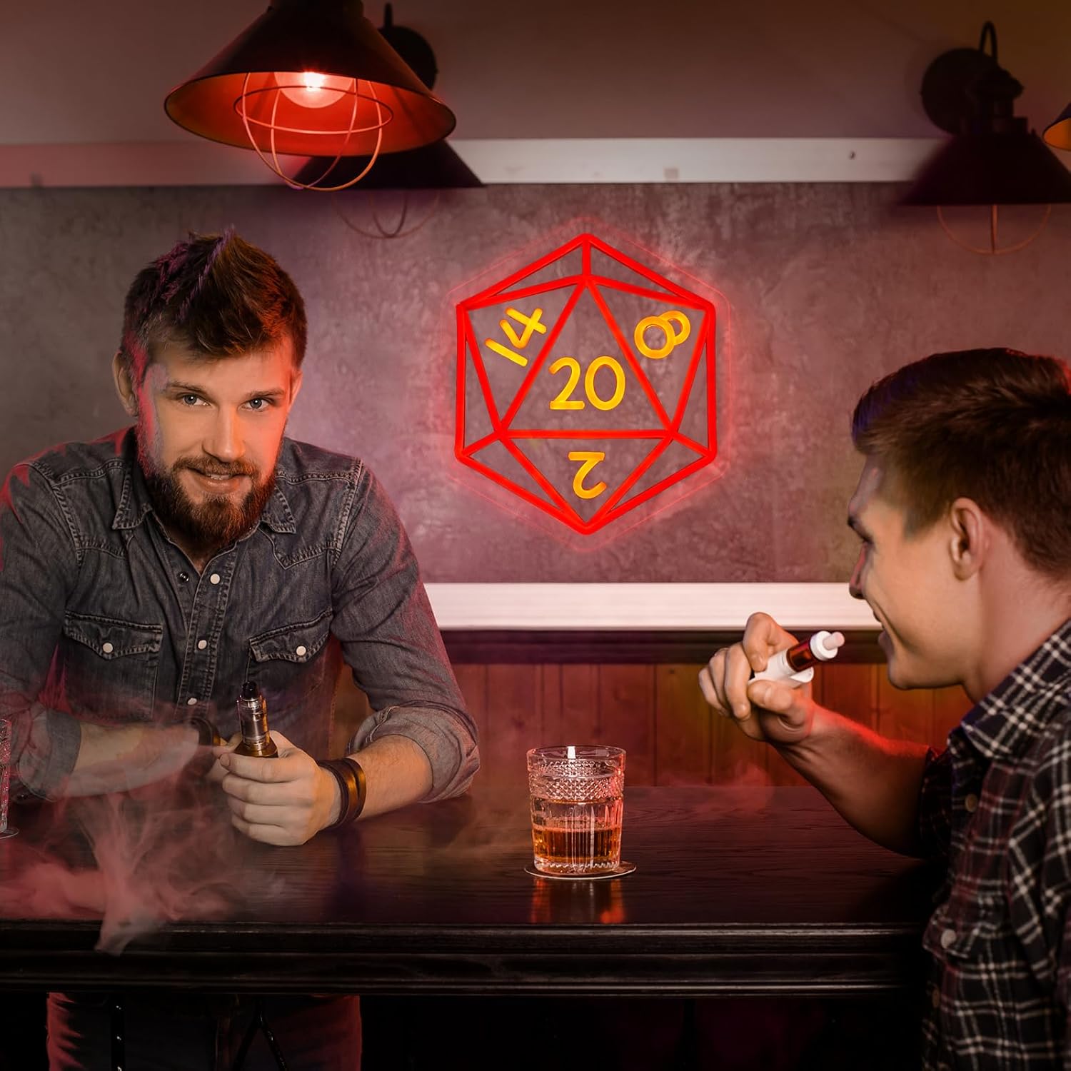 Dice Neon Signs for Wall Decor,Cool Dimmable Dungeons and Dragons Dice Game LED Sign,13x11 inch USB Powered Dimmable Neon Light for Man Cave, Game Room, Bedroom, Party Decoration Gifts