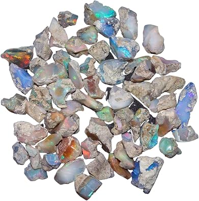 OdrillionGems 30 Carats Ethiopian Rainbow Opal Rough Stone, Natural Raw Crystals Gemstone, Ethiopian Rock, DIY Jewelry Making Supplies, Chakra Healing, Energy Stone, Opal for DIY Jewelry Gift