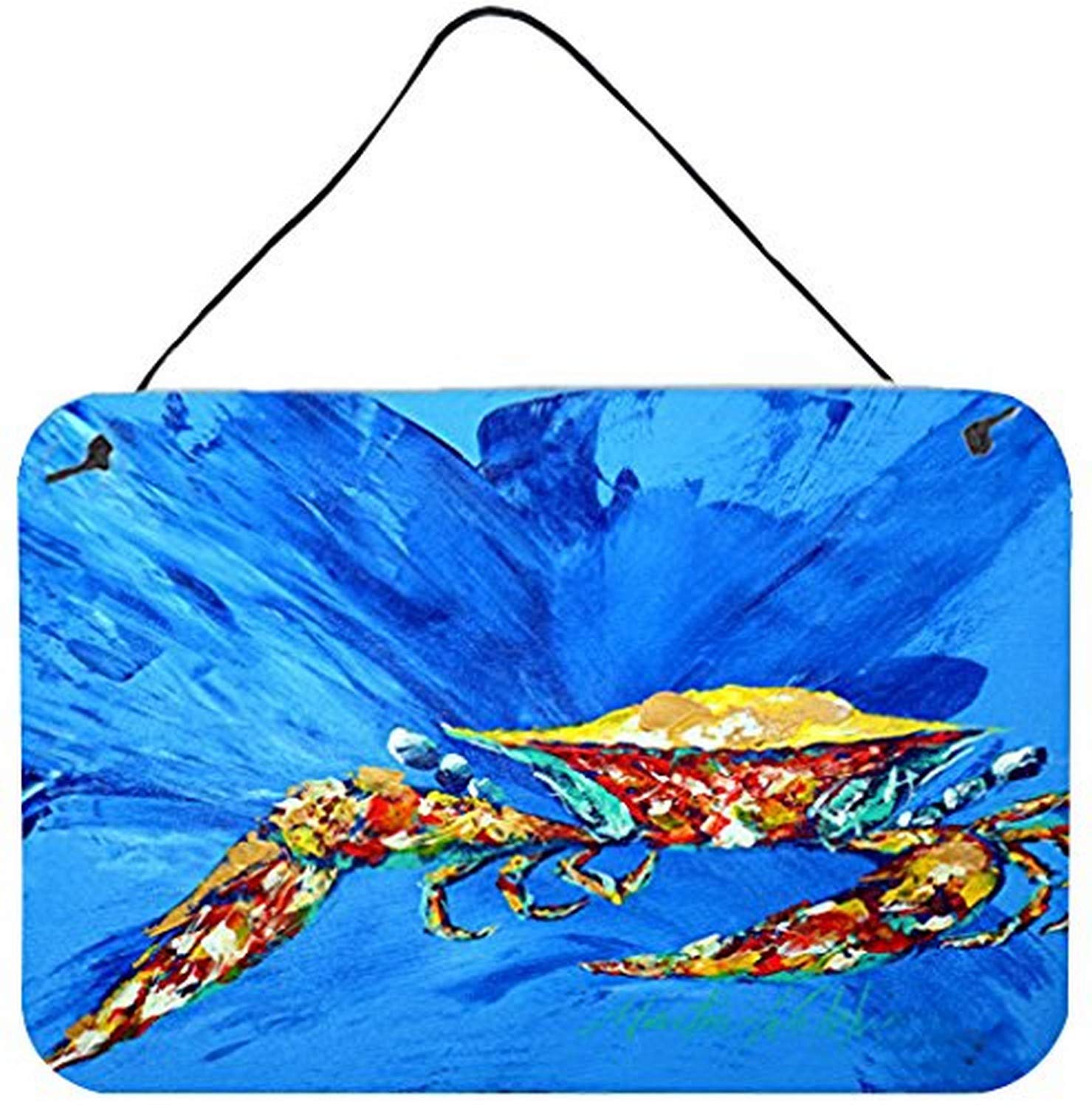 Caroline's Treasures MW1163DS812 Big Spash Crab in Blue Wall or Door Hanging Prints Aluminum Metal Sign Kitchen Wall Bar Bathroom Plaque Home Decor, 8x12, Multicolor