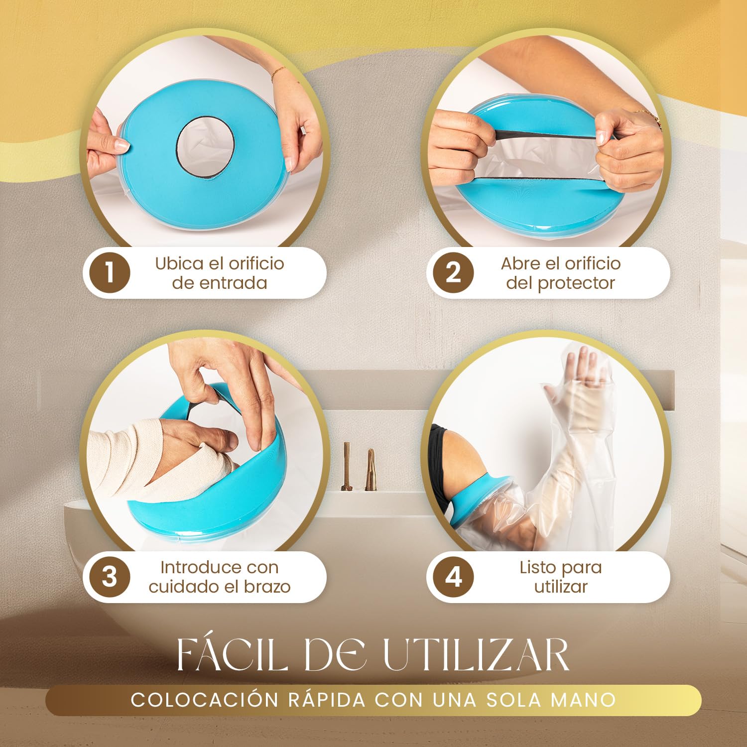Protector Picc Brazo Ducha - Mangas para Brazos Impermeable - Protector Escayola Brazo Adulto y Cubre tatuajes- Protección para Heridas y Quemaduras - Protector Antebrazo