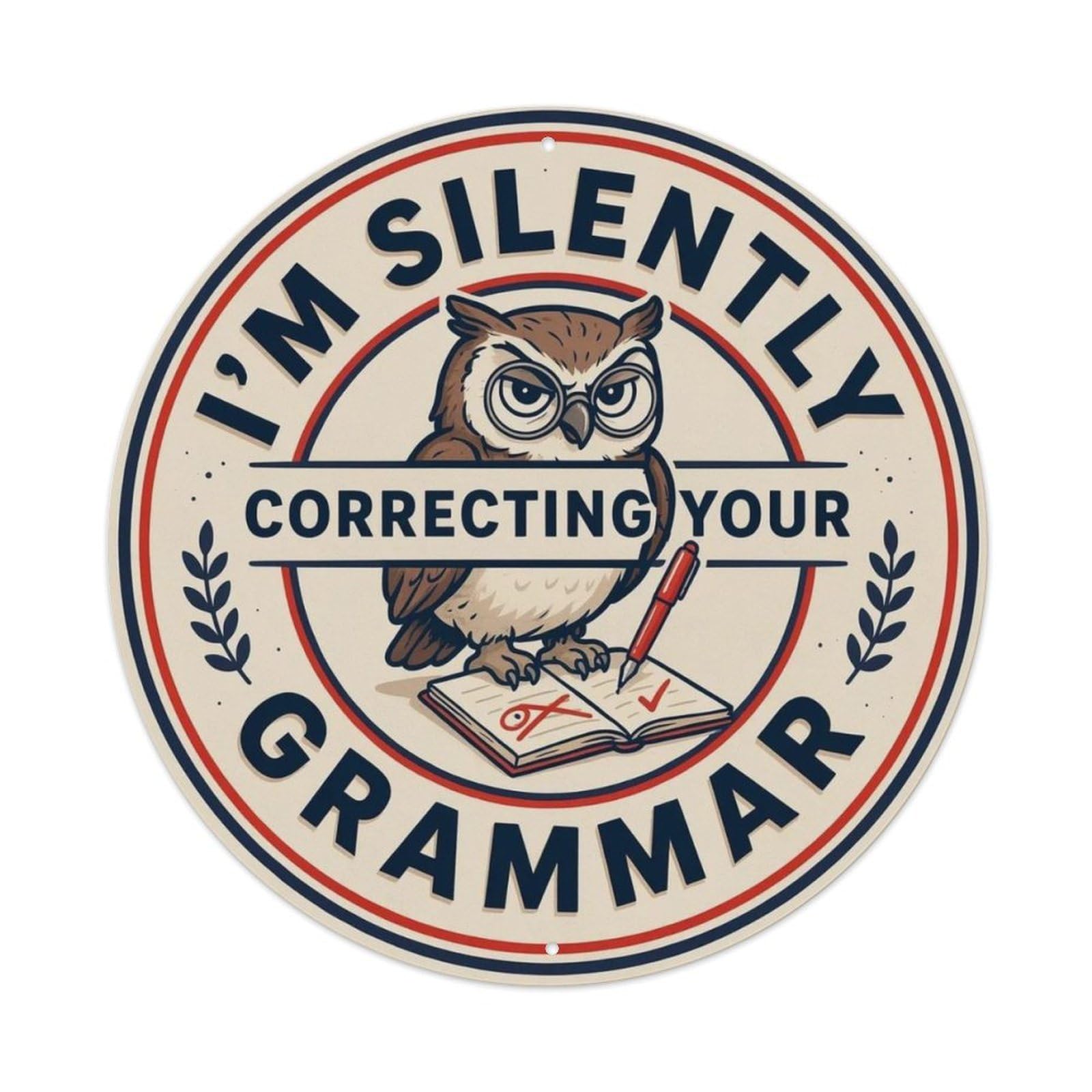 I'm Silently Correcting Your Grammar Metal Tin Sign Plaque