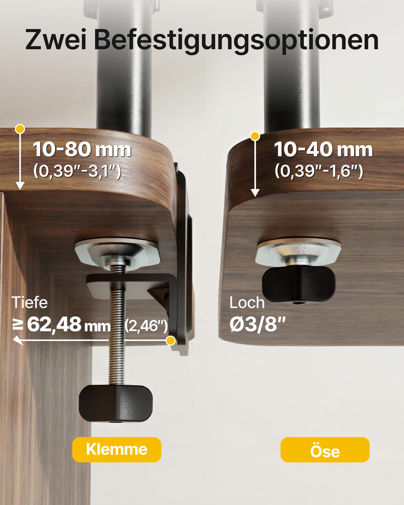 monTEK Doppel Monitor Halterung 17–32 Zoll, bis 9 kg pro Arm | VESA 75x75/100x100 mm,vertikale & parallele Bildschirmhalterung, schwenk- & rotationsfähig Monitor Halterung 2 Monitore