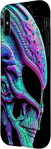 Miniatura 5 de iPhone 13 Pro Trippy Vaporwave Alien Head Skull Dripping Paint UFO Art Case