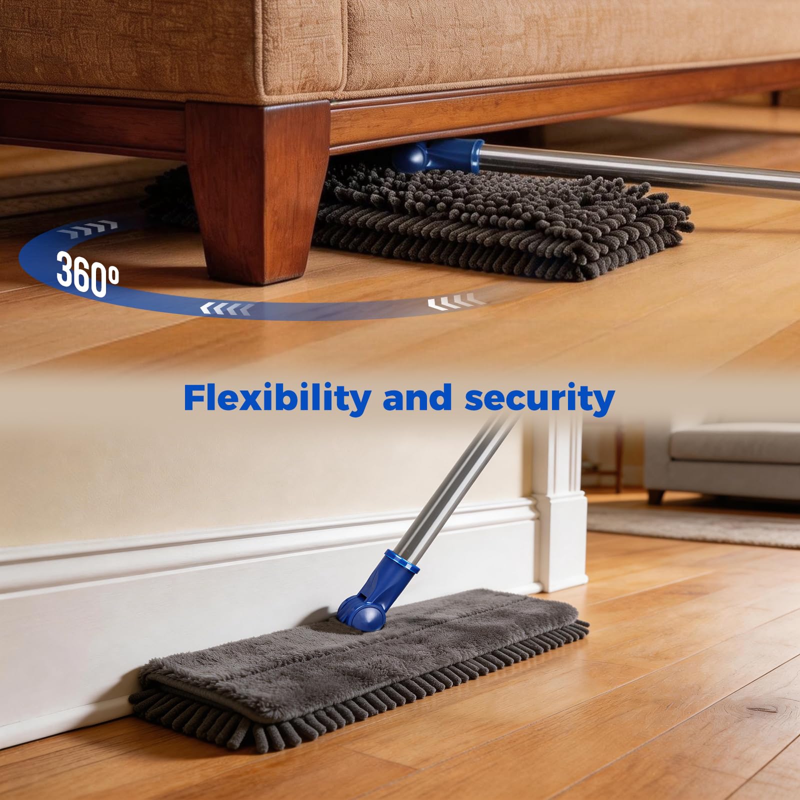 Masthome Mikrofaser-Mops für Bodenreinigung, Staubwischer mit 4 wiederverwendbaren Pads, Flacher Flip-Mops für Nass- und Trockengebrauch, professioneller Mikrofaser-Mop für Hartholz, Laminat