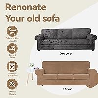 Vista 168 de WEERRW Fundas de terciopelo para sofá de 2 cojines, fundas de sofá de felpa de terciopelo de lujo de alta elasticidad, con parte inferior elástica