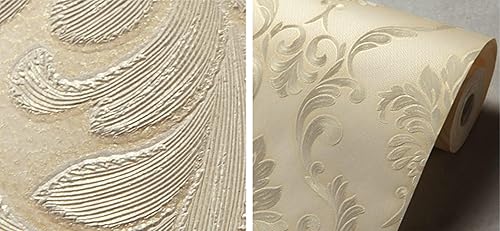 Miniatura 10 de Q QIHANG Papel tapiz de damasco europeo 3D no tejido, cálido, para sala de boda, dormitorio, sala de estar, fondo de televisión, papel tapiz no