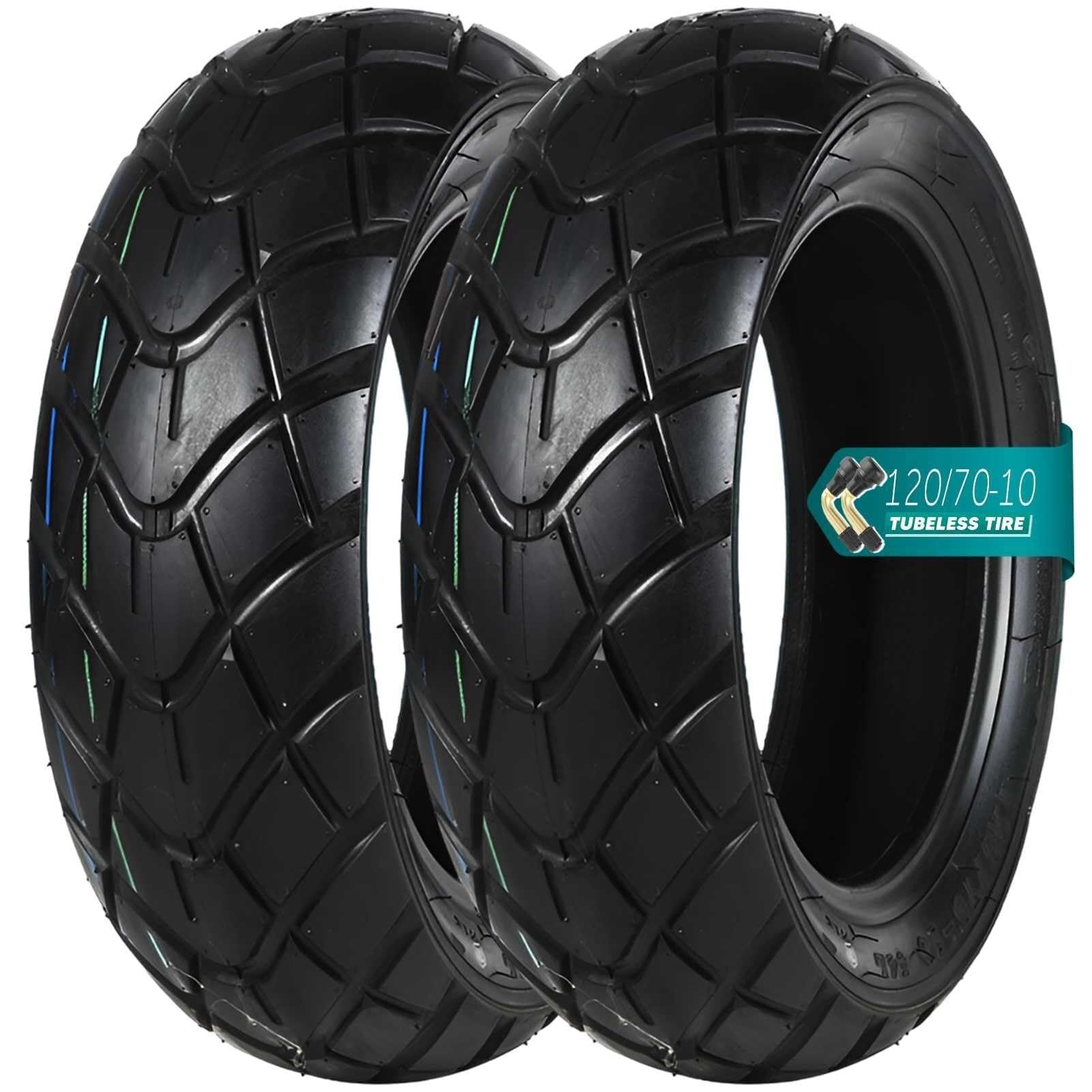 2PC 120/70-10 Opona Motocyklowa 120/70/10 z Niską Opór Toczenia dla Felg 10 Cali z 120 70 10 Tubeless TL 54L 280kPa Wysoka Przyczepność Miejska
