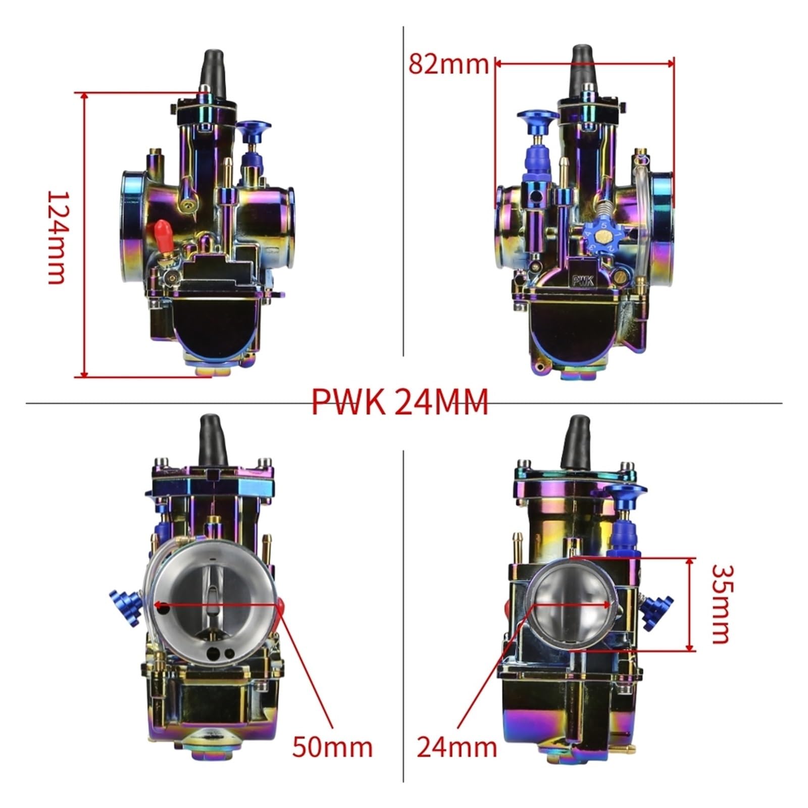 Gaźniki motocyklowe Pasuje do KOSO OKO PWK 2T 4T skuter ATV motocykl terenowy gaźnik wyścigowy uniwersalny z dyszą Power Jet 24 26 28 30 3234 mm(PWK 34MM Kit)