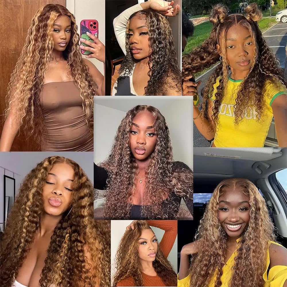 Creuost Human Hair Bundles p4/30 Highlight Brown Color Deep Wave Weave 3 Bundles Total 300g Unprocessed Glueless Virgin Double Weft Human Hair Extension 30 32 34 Inch - Image 2