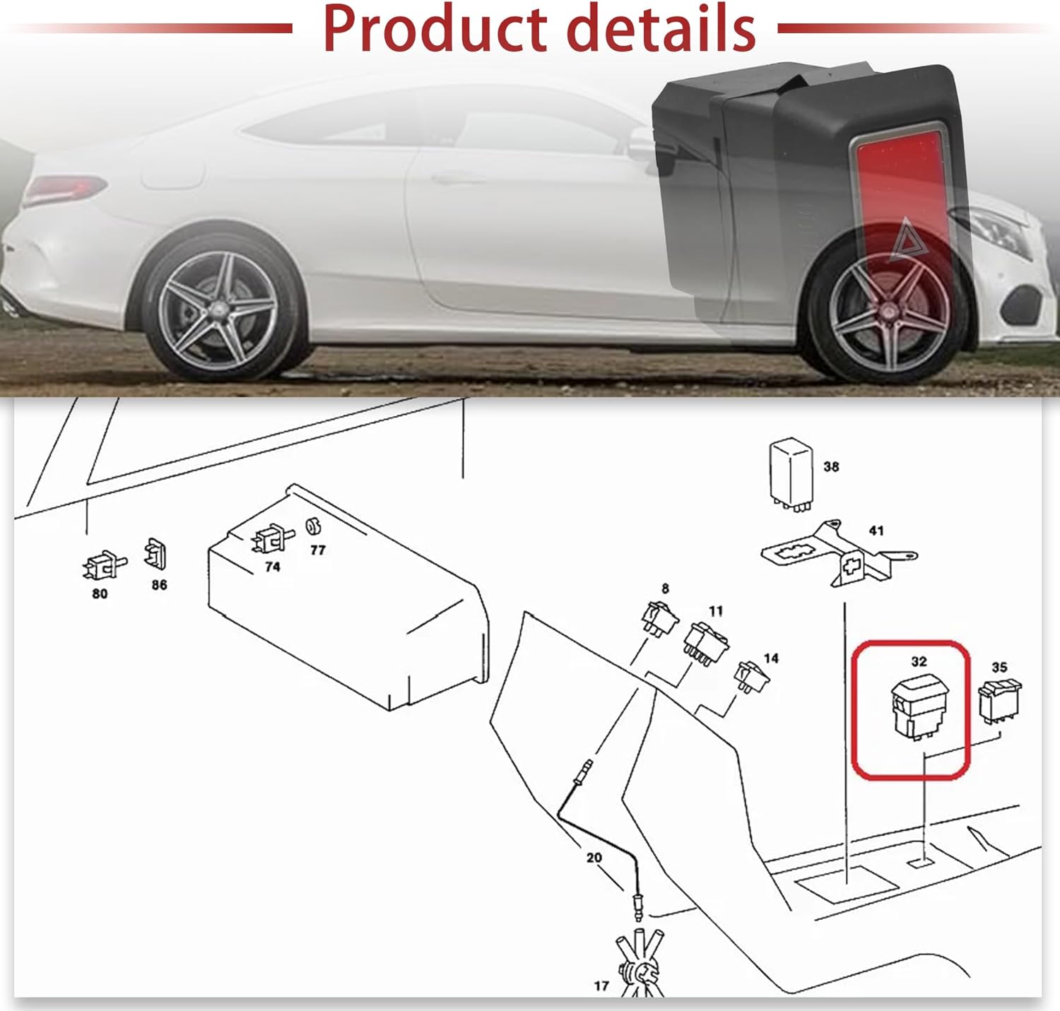 Hazard Warning Switch No.1238200205 Fit for Mercedes Benz 123 116 107 Warning Flashing Switch