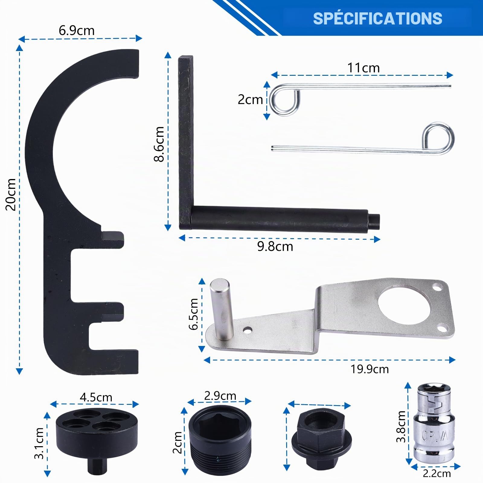 FreeTec 8pcs Kit Calage Distribution Diesel, Outil Calage Distribution Blocage de Chaîne de Distribution Arbre à Cames Pompe à Injection, Pige de Calage Moteur pour BMW N47 N47S N57 N57S 1.6 2.0