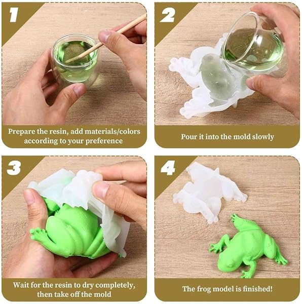 Moule en résine en forme de grenouille 3D à faire soi-même - Moules en silicone 3D réalistes pour loisirs créatifs, maison, bureau, armoires, Halloween, décoration murale de bureau - 5
