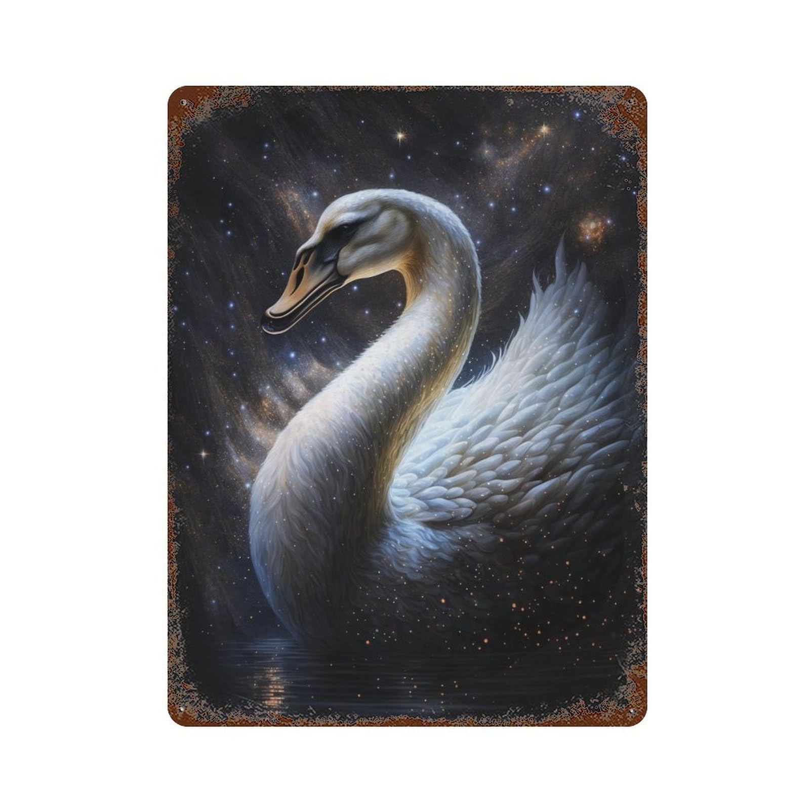 Galactic Swan Majesty Retro Metal Sign 15.7"x11.8", Vintage Wall Decor for Bistro, Counter And Cafe Decor