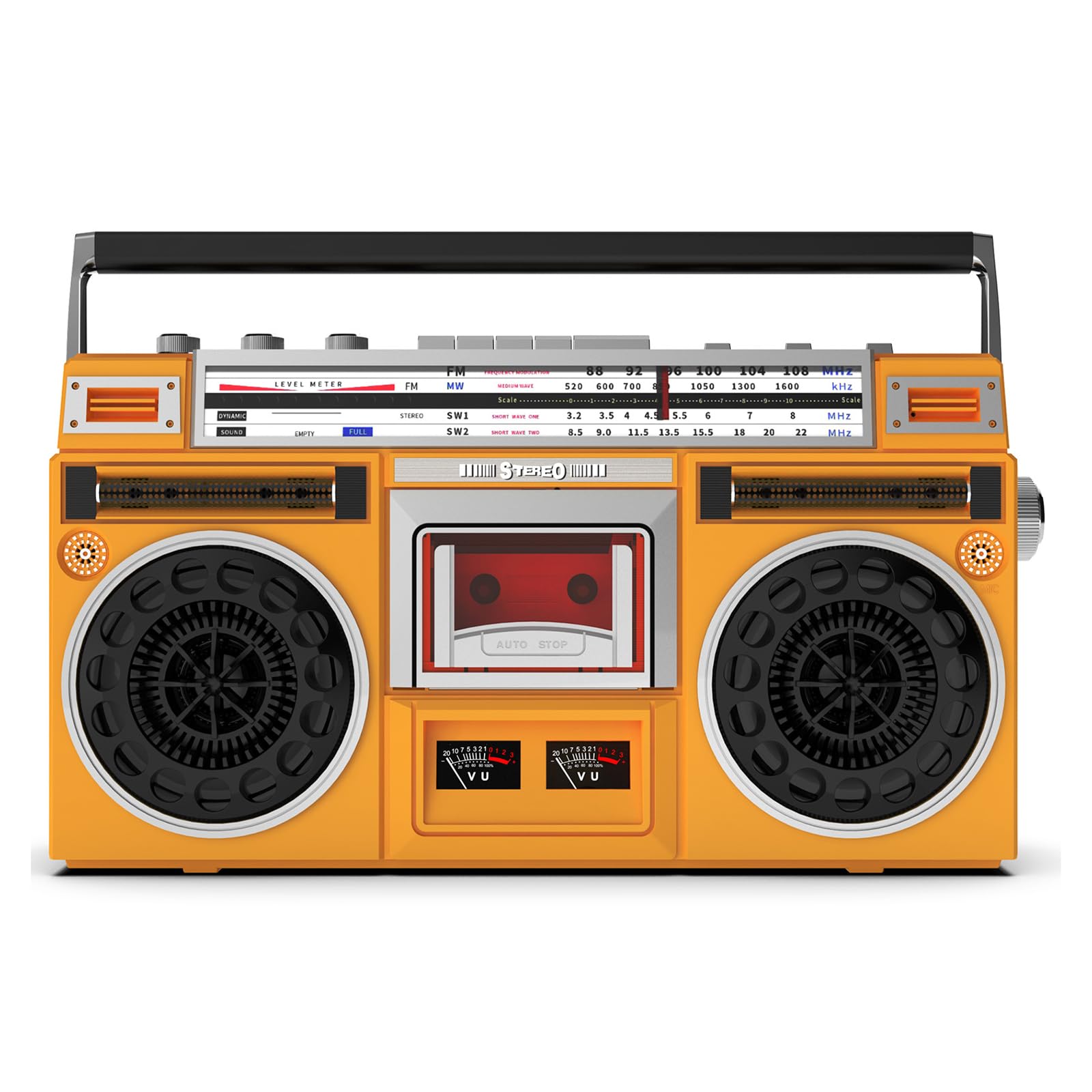 Tragbarer Kassettenrekorder mit CD-Soundmaschine, USB-Host, dynamischem Bass, MP3-CD- und Kassettenwiedergabe