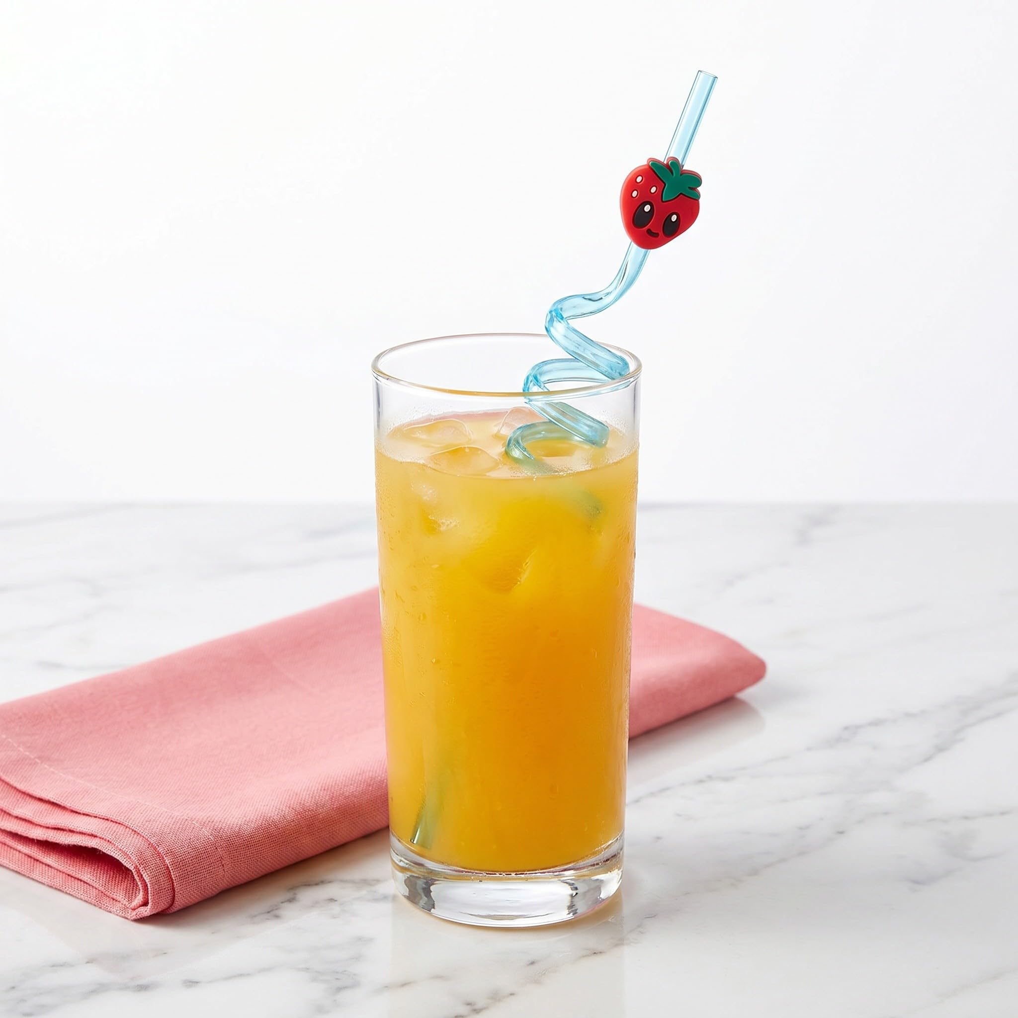 ibasenice 25 cannucce carine: cannucce divertenti e riutilizzabili a tema frutta per bicchieri da succo e caffè freddo, decorazioni per feste a tema fragole.