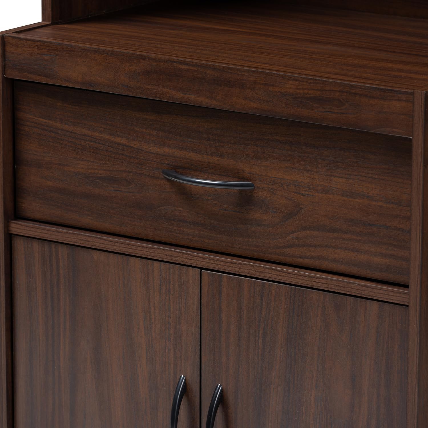 Maykoosh Tuscan Treats Dark Walnut Kitchen Cabinet and Hutch