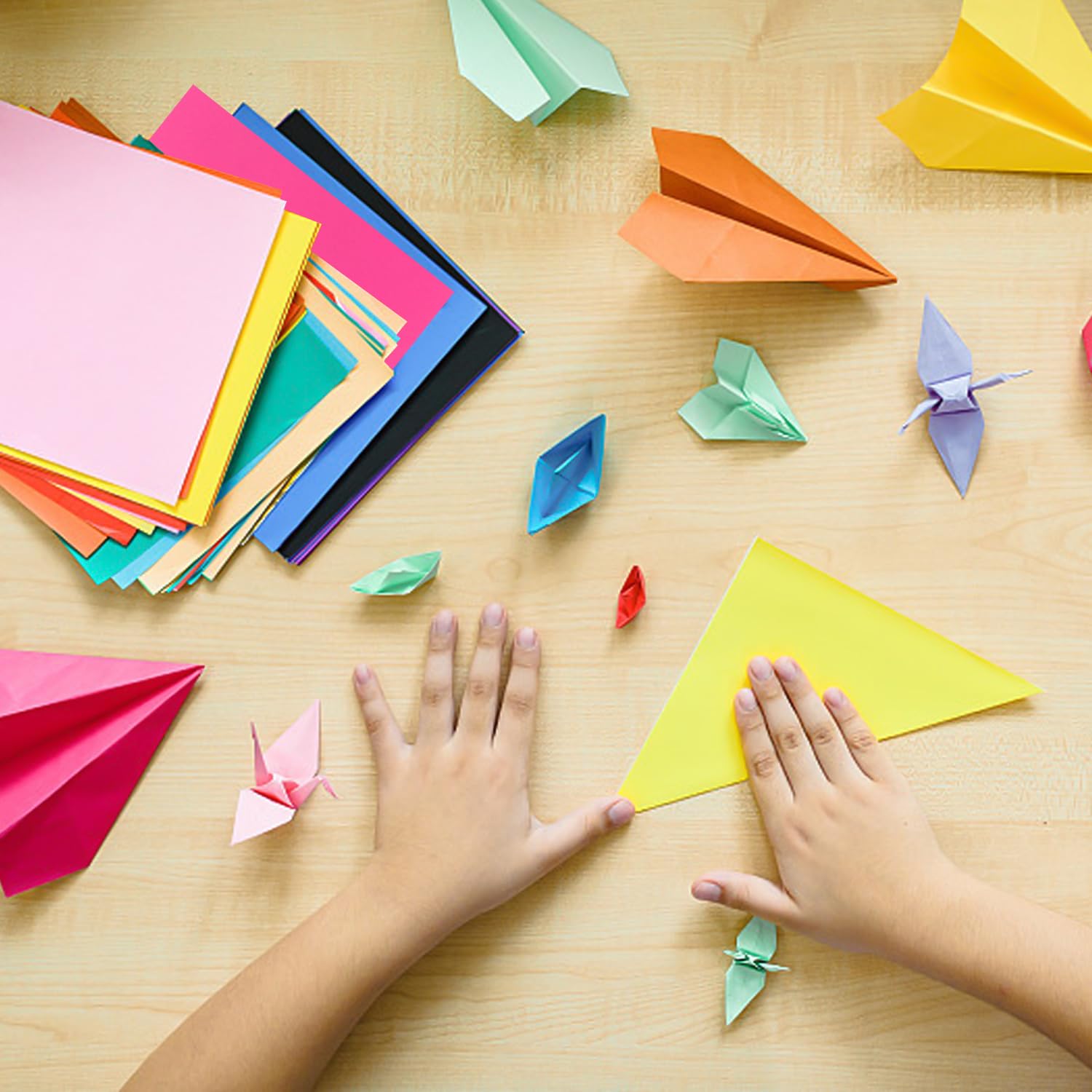 Image secondaire de CHROMACRAFT 200 Pièces De Papier Carré Coloré, Origami Fait À La Main, Jouets Origami Créatifs pour Enfants, Matériel De Bricola