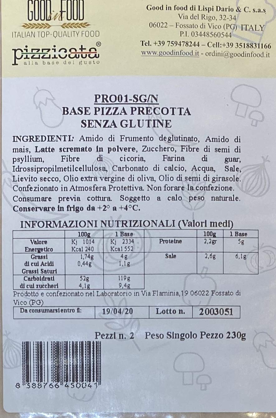 Pizza senza Glutine - Base per pizza senza Glutine- Box da 6 pizze -Basi Pizza Pizzicata Gluten Free - Pizza Artigianale (6)